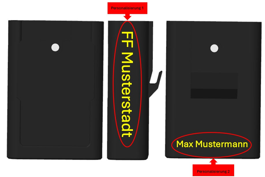 Pager Holster Motorola TPG2200 schwarz mit personalisierter Beschriftung