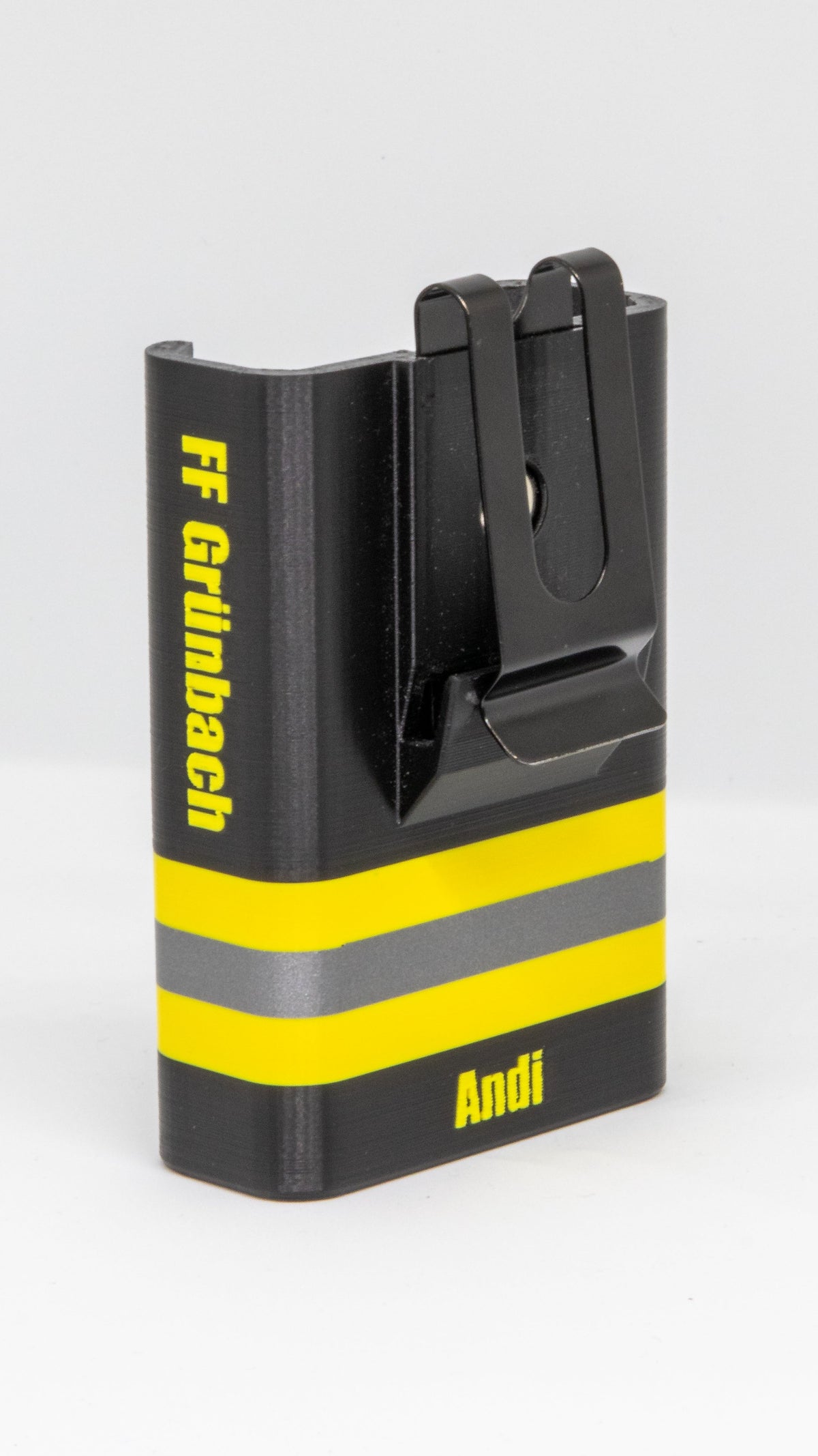 Pager Holster schwarz-gelb mit Wunschtext, Motorola TPG2200