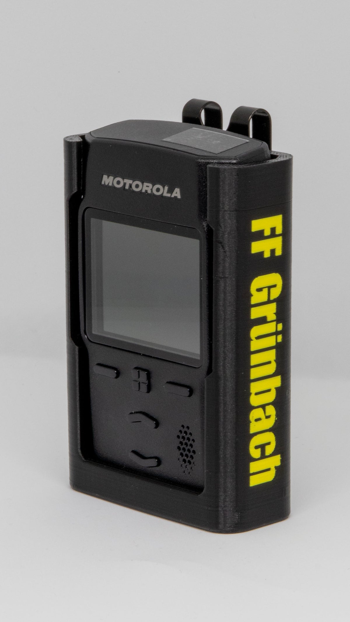 Schwarzes Pager Holster mit individuellem Wunschtext